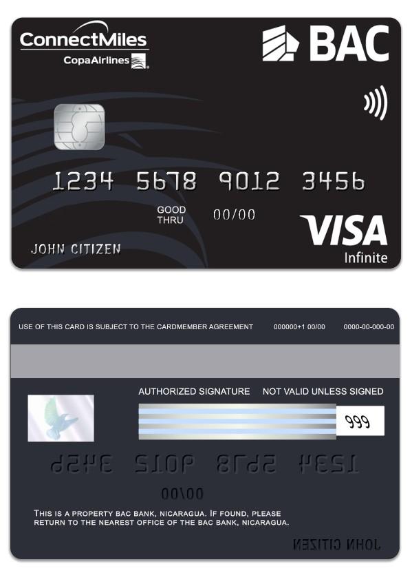 Nicaragua BAC Bank visa infinite card